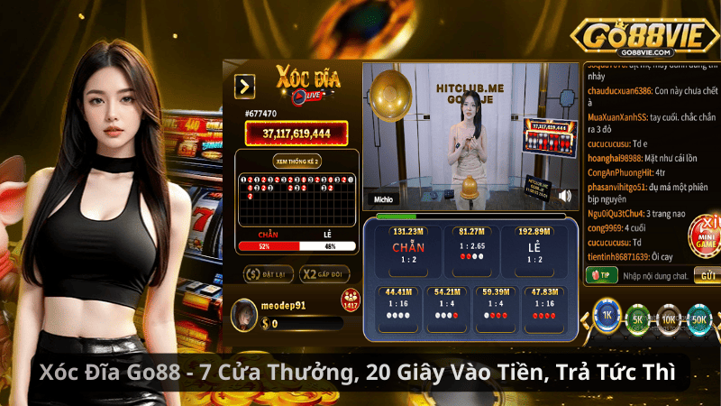 Xóc Đĩa Go88 – 7 Cửa Thưởng, 20 Giây Vào Tiền, Trả Tức Thì 